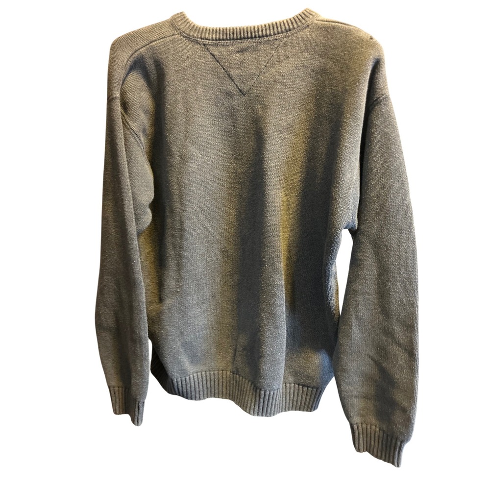Tommy Hilfiger Mens Gray Crewneck Sweater‎ XL 100% Cotton V-Stitch Logo Patch